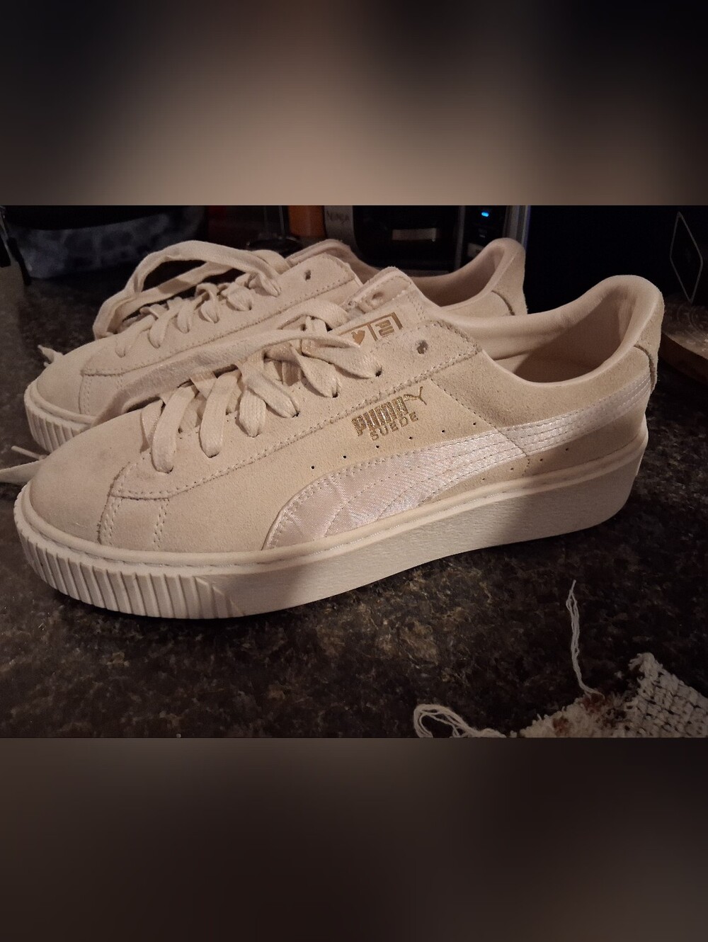 Puma Suede Platform Women's Cream/Gold Low-Top Sneakers
